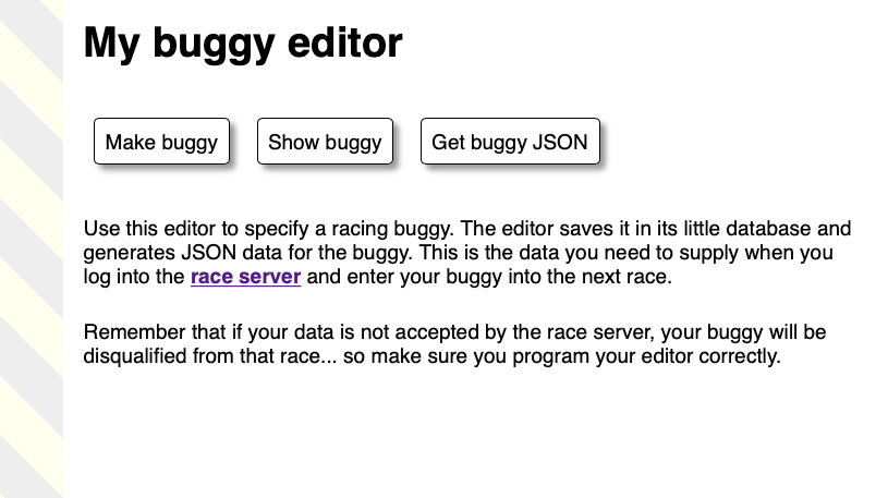 Buggy editor front page